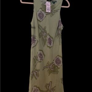 Green Floral Sleeveless Dress